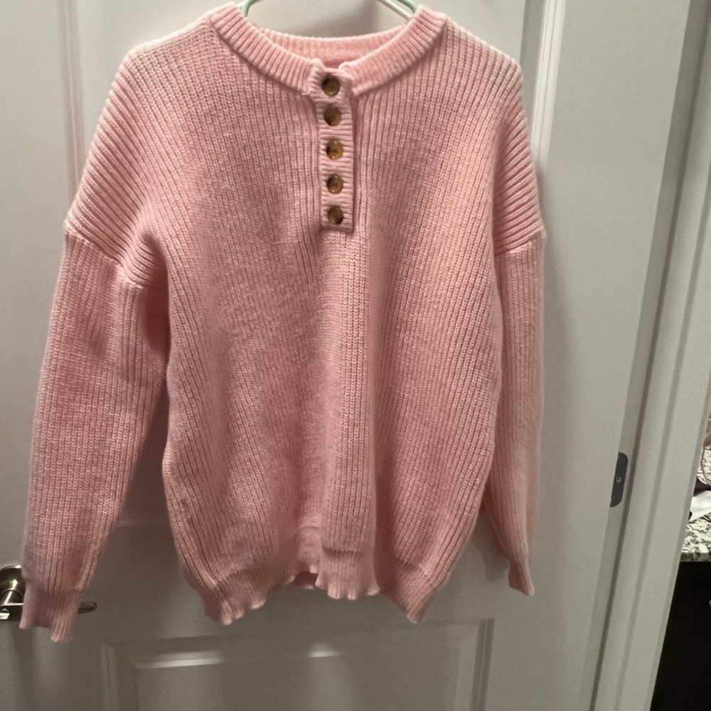 Pink Button-Up Women's Sweater